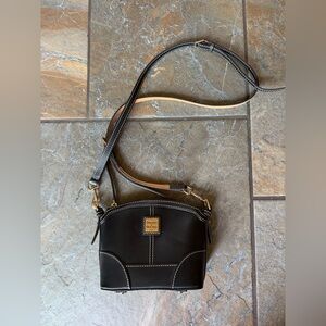 Dooney & Bourke Black Leather Crossbody with Contrast Stitching